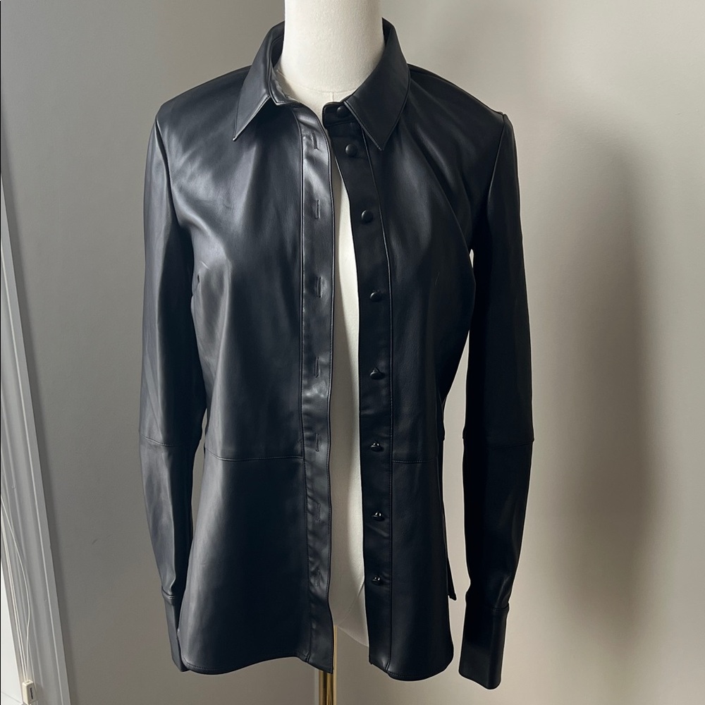 Bardot Black Vegan Leather Button-Up Top